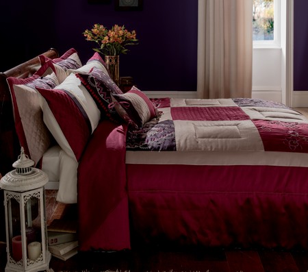 Purple Plum Pink Cream Beige Embroidered Duvet Covers, Curtains, Cushion Covers - Picture 6 of 13