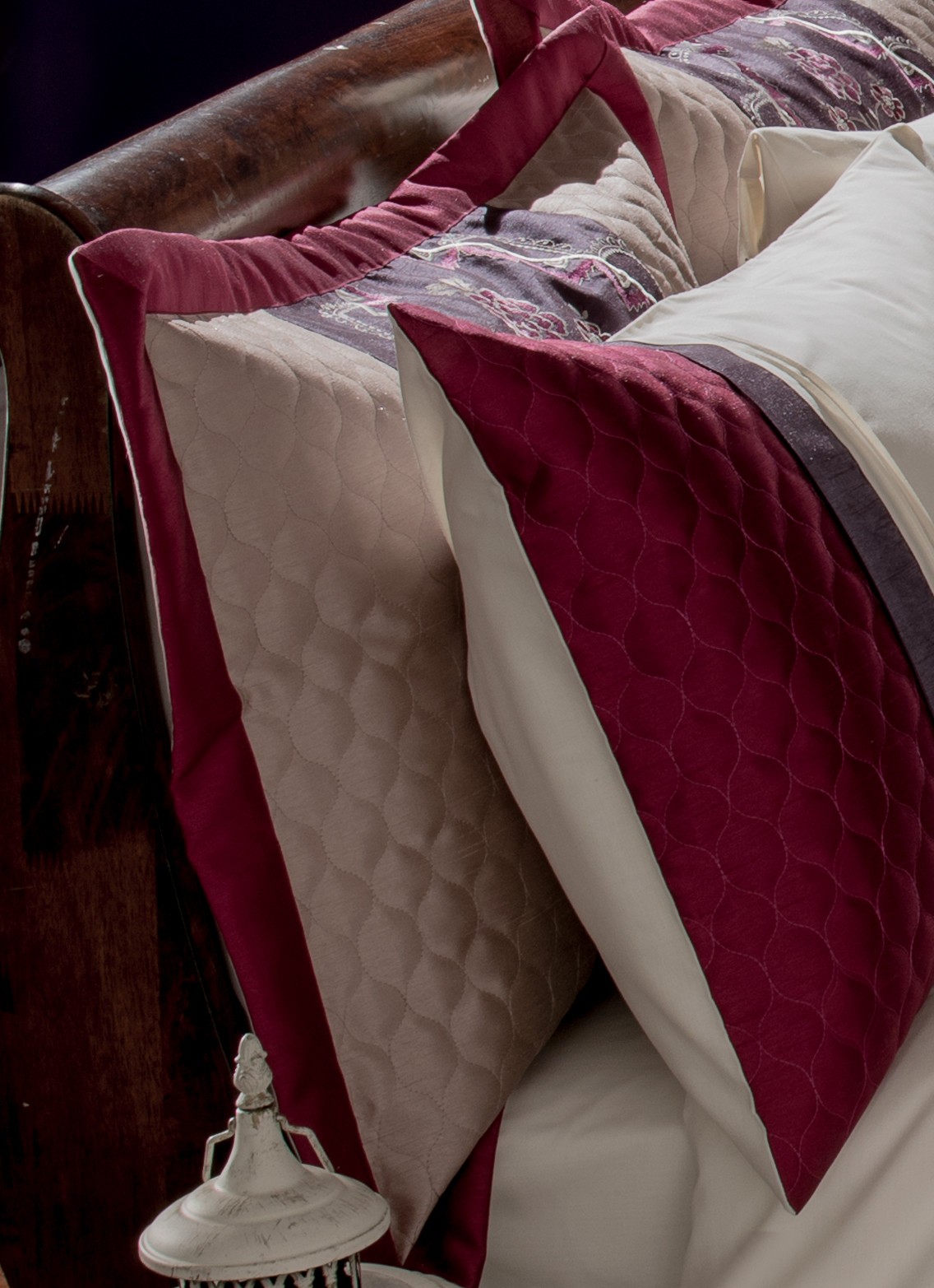 Purple Plum Pink Cream Beige Embroidered Duvet Covers, Curtains, Cushion Covers - Picture 9 of 13