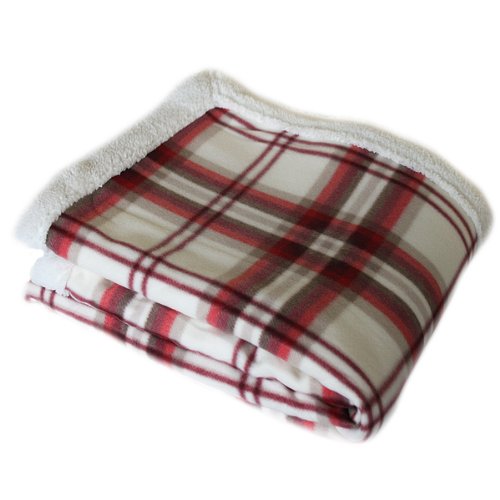 Catherine Lansfield Sherpa Throw Warm Fleece Blankets Check Tartan, Dog
