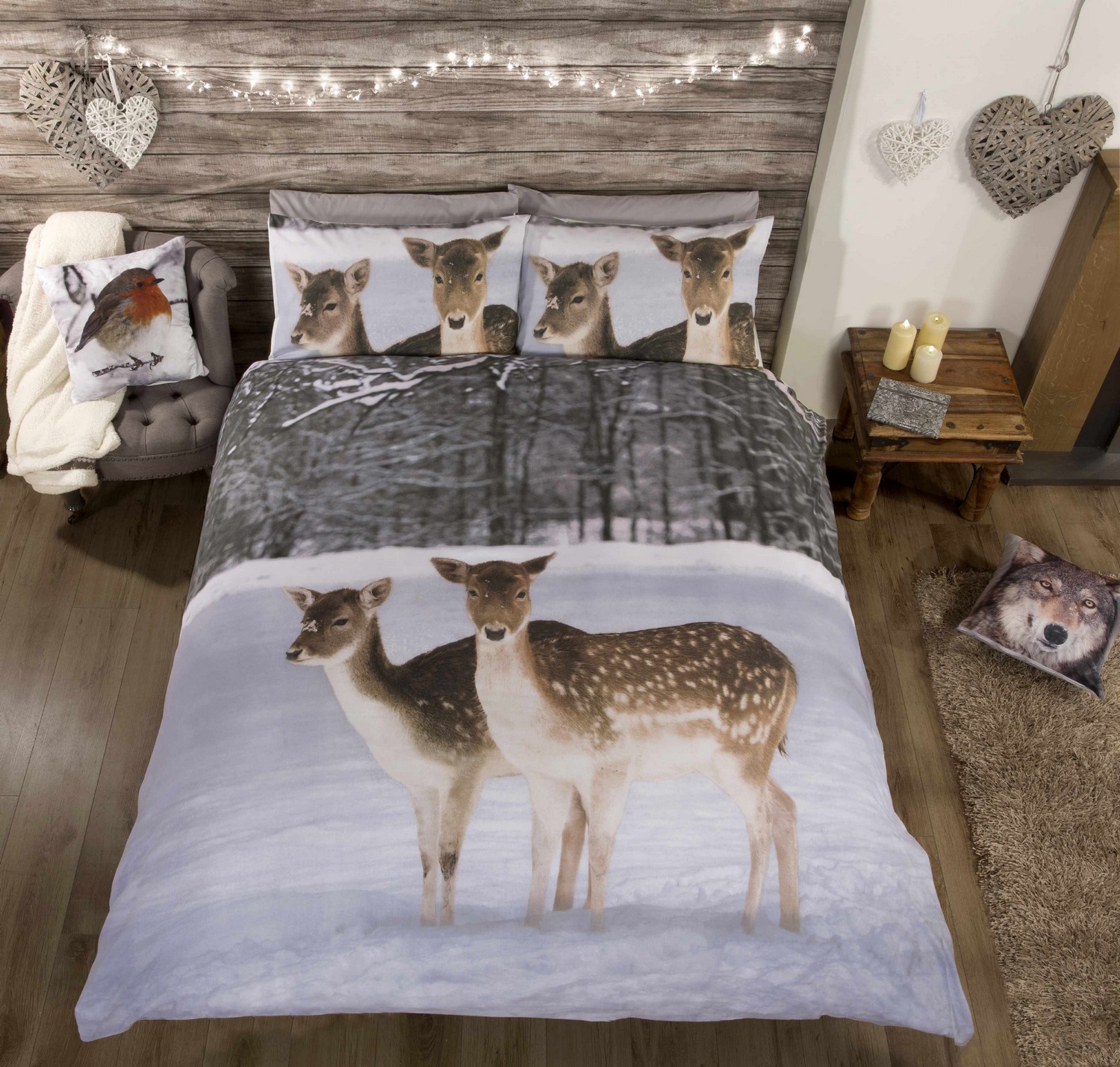 Reindeer Deer Single Double King Size Duvet Quilt Cover Bed Sets Photo
